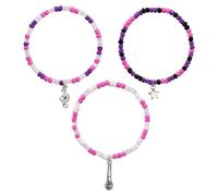 SAVITA 3 Pezzi Braccialetto Elastico Moda, Braccialetti Dell'Amicizia con Perline Impilabili Rosa e Viola per Uomini e Donne Accessori per Gioielli