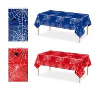 SAVITA 4 Pezzi Tovaglia Ragno, Decorazione da Tavolo in Plastica Impermeabile a Forma di Ragnatela 1,8x1,08m Forniture per Decorazioni da Tavolo per Feste di Compleanno a Tema Cartone Animato
