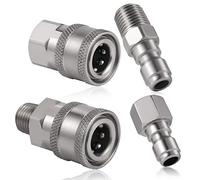 SAVITA 4pz Accoppiatore per Idropulitrice, NPT 3/8inch Raccordi per Idropulitrice Acciaio Inossidabile Maschio e Femmina Raccordi a Innesto Rapido (Filettatura Interna, Filettatura Esterna)