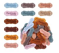 SAVITA 50 etichette in pelle fatte a mano, in microfibra, etichette tessute in pelle con cuori d'amore, etichette fatte a mano, da cucire, per artigianato, maglieria, borse per abbigliamento (10