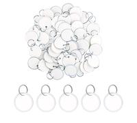 SAVITA 50 pezzi 32 mm Etichette Carta Rotonde, Etichette per Chiavi Key Tag con Anello Diviso Metal Tag Etichette per Chiavi con Bordo Rotondo per Zaini Bagagli Schlüsselanhänger Beschriftbar