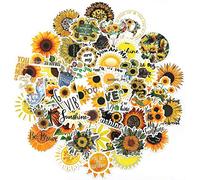 SAVITA 50 Pezzi Adesivi Per Girasole Tema Girasole Vinile Adesivo Impermeabile E Durevole Per Computer Portatile Auto Bagagli Cellulare (50 Modelli Diversi)