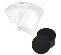 SAVITA 50 Pezzi Cartellini per Orecchino con 50 Pezzi Sacchetti Autoadesivi Porta Biglietti per Orecchino Cartellini per Orecchie per Espositore per Gioielli con Orecchino (Nero)