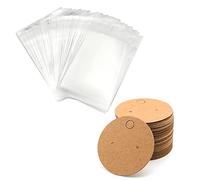 SAVITA 50 Pezzi Cartellini per Orecchino con 50 Pezzi Sacchetti Autoadesivi Porta Biglietti per Orecchino Cartellini per Orecchie per Espositore per Gioielli con Orecchino (Marrone)