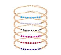 SAVITA 6 Pezzi Cavigliere con Perline Fatte a Mano, Perline di Vetro Colorate Catena d'Oro Cavigliere Bohemien Catena alla Caviglia Braccialetti di Perline Colorate per Donne Ragazze (Stile 5)