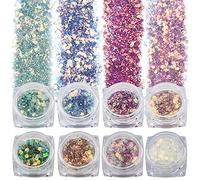 SAVITA 8 Colori Fiocchi di Glitter Iridescente, Paillettes per Unghie a Sirena Olografiche 3D per la Decorazione del Corpo Cosmetico Art Craft Festival