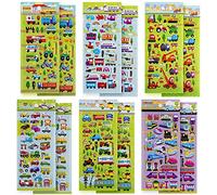 SAVITA Adesivi 3D per Bambini e Ragazzi, Oltre 400 Adesivi per Auto e Camion, Adesivi 3D gonfiati, tra Cui Auto, Treni, Aerei, Camion dei Pompieri, elicotteri, motocicli, scuolabus, astronavi e Altro