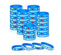 SAVITA Braccialetti Motivazionali, 50 Pezzi Autism Bracelet Colorato Silicone Braccialetto Puzzle per l'Autismo Braccialetti per la Consapevolezza Dell'Autismo per Adulti Adolescenti Uomini Donne