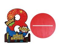 SAVITA Cartello Numero 8 Happy Birthday Ragno, Insegna Tavolo con Ragnatela da 25cm Base Inclusa Decorazione Tavolo Tema Cartone Animato Foto per Festa Compleanno Otto Anni Bambini Maschi