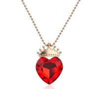 SAVITA Collane con Cuore Rosso da Donna, Collana con Ciondolo a Corona Cuore Bigiotteria Descendants da Donna Regalo di San Valentino Regalo di Anniversario
