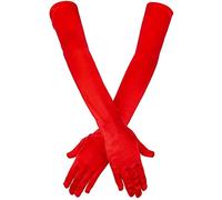 SAVITA Guanti da Opera in Satin Rosso con Elastici - 21" per le Donne