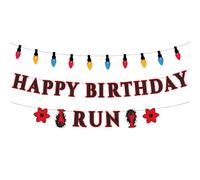 SAVITA Happy Birthday Run Banner, Festone Pre-Assemblato Lampadine Colorate Retrò Capovolte Tema Decorazioni Festa Spooky Halloween Birthday Banner per Ritrovo a Tema Casa Stanza Decor Forniture