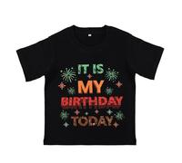 SAVITA Maglietta It Is My Birthday Today, Maglietta Nera in Cotone per Bambini con Scritta Gamer (M/10-12Y)