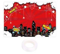 SAVITA Sfondo con Ragnatela Rossa, Striscione per Feste di Compleanno 150x100cm Bambini e Bambine Baby Shower e Fotografia Sfondo per Photo Booth con Ragno (Stile B)