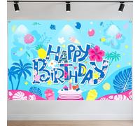 SAVITA Sfondo di Compleanno per Luau Hawaiano, 180x120cm Tema Cartoni Animati Tropicale Sfondo di Buon Compleanno per Baby Shower Decorazione Feste a Tema Spiaggia