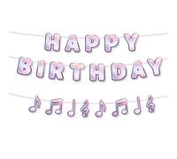 SAVITA Striscione Tema Musica Happy Birthday, Pre-Assemblato Viola Gradiente Compleanno Decorazioni Nota Musicale Ghirlanda Sospesa Bambini Ragazze Ragazzi Festa Compleanno Forniture