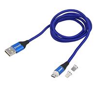 SAVKABELCL-154 Cavo magnetico, USB 2.0 1m blu 480Mbps tessile 3A SAVIO