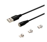 SAVKABELCL-155 Cavo magnetico, USB 2.0 2m nero 480Mbps tessuto 3A SAVIO