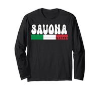 Savona City Italia Vintage Bandiera Italia per Gli Amanti dei Viaggi Maglia a Manica