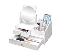 SAVOSWEET Portatrucchi Organizzatore con Specchio e Cassetti,Organizer per trucco con cassetti e Specchiera,Organizzatore Trucchi,Organizzatore Cosmetico Per Toletta