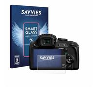savvies 3 Pezzi Pellicola Protettiva Vetro per Panasonic Lumix DC-FZ82 / FZ82D 9H Protezione Schermo, Lamina di Vetro, Trasparente, senza Bolle, Anti-Impronta, Anti Graffio