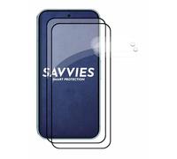 savvies Vetro Temperato per Google Pixel 9 (Fronte+Fotocamera) (2 Pezzi) Copertura Completa Pellicola Protettiva, Nero