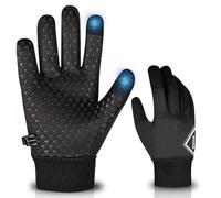 SAWANS Guanti da corsa e ciclismo, caldi, invernali, unisex, antiscivolo, touchscreen, leggeri, antivento, antivento, per attività all'aperto con clima freddo (nero, M)