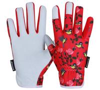 SAWANS Guanti da giardinaggio in pelle Ladies Mens Women Thorn Proof Rigger Garden Safety Working Gloves Multipurpose Breathable Construction Gardening Gifts (Rosso, S (confezione da 1))