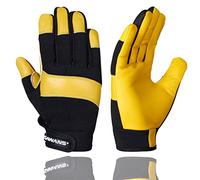 SAWANS Guanti da giardinaggio in Pelle per Donna e Uomo Leggeri Extra resistenti Antispine Giardiniere Heavy Duty Rigger Guanti da Lavoro da giardino Sicurezza Costruzione Meccanica Robusti (L)