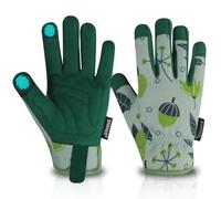 SAWANS Guanti da Giardinaggio per Donna, Uomo e Donna, Touch Screen, Guanti da Giardino per potatura di Rose, Traspiranti, Comodi, in Pelle, in Microfibra, Regali da (Verde, L)