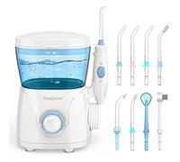 Sawgmore Idropulsore Dentale, irrigatore orale professionale con 8 ugelli multifunzionali, 10 impostazioni di pressione dell'acqua, capacità 600 ml, per Cura Famiglia e Cura Dentale
