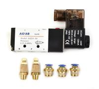 Sawhamale 4V210-08 DC 24V 5-Port 2-Position Elettrovalvola pneumatica con corpo in alluminio, tipo pilota interno, 1/4 "NPT ingresso/uscita e 1/8" NPT scarico, include 2 x SL-01