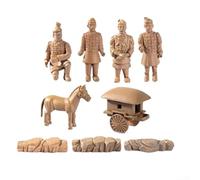 Sawhamale 9pcs Terracotta Warriors Statue in miniatura statuette in resina per desktop muschio paesaggio fata giardino casa delle bambole fai da te decorazioni per la casa set di accessori