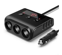 Sawhamale Caricabatteria da auto veloce da 120 W con 4 porte USB e prese multiple per camion, auto, SUV, furgone, camper, barca, 12 V 24 V, adattatore di ricarica elettronico per veicoli, rosso (rosso