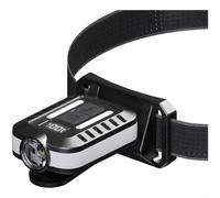 Sawhamale Lampada frontale a LED ricaricabile con display LCD e ricarica di tipo C, doppia modalità, luce bianca, rossa, blu, cappello, clip e fascia per la testa, per escursionismo, campeggio, notte