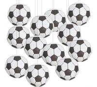 Sawhamale Lanterne di carta a forma di pallone da calcio, 20 cm, decorazioni da appendere in bianco e nero per feste di compleanno per bambini, bar sportivi, eventi del giorno del gioco e forniture a