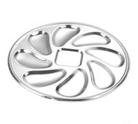 Sawhamale Piatto per ostriche in acciaio inossidabile, piatto rotondo per frutti di mare con layout multi-foro per bar crudo, utensile da cucina moderno e minimalista, finitura lucida senza cuciture