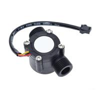 Sawhamale YF-S201 Sensore di flusso d'acqua con interfaccia G1/2 per generatori a turbina idroelettrici DC12V in acciaio inossidabile con albero ad effetto Hall Valvola in plastica conforme ROHS (nero