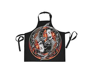 Sawhonn Pesce Koi Animale Giapponese Grembiule da Cucina Chef Donna Uomo Cuoco Regolabile Grembiuli con 2 Tasche da 1pz Ristorante Cottura BBQ Bar Cameriere