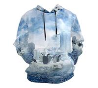 Sawhonn Pinguino del Polo Sud Felpa con Cappuccio Uomo Donna 3D Stampa Felpe Pullover Sweatshirt Hooded Hoodie per Ragazzi Ragazze