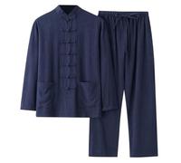 Sawmew Abito da Uomo in Stile Cinese - Arti Marziali Tradizionali Kung Fu Tai Chi Wushu Classico Tangzhuang Camicia a Maniche Lunghe Pantaloni Uniforme da Allenamento