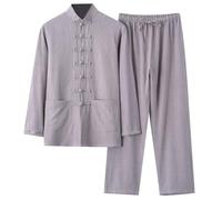 Sawmew Abito da Uomo in Stile Cinese - Arti Marziali Tradizionali Kung Fu Tai Chi Wushu Classico Tangzhuang Camicia a Maniche Lunghe Pantaloni Uniforme da Allenamento