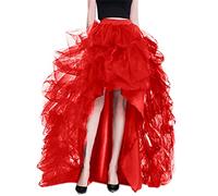 Sawmew Gonna Lunga Asimmetrica in Tulle da Donna Gonna Midi Elasticizzata a Vita Alta Gonna Lunga da Donna con Orlo Grande in Rete Gonna Lunga Maxi Midi Elegante (Color : Red, Size : S)