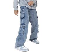 Sawmew Pantaloni Hip-Hop Pantaloni Cargo da Uomo Y2k Pantaloni Lunghi Larghi Pantaloni Hip-Hop Cargo da Uomo Jeans Larghi Hip-Hop Pantaloni Jeans Vintage Denim Pantaloni Cargo Pantaloni Y2k Jeans (Co