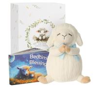 Sawnfay - Regali di battesimo per bambini, regali di battesimo e neonato, set regalo di battesimo, peluche di agnello pregando da 7 pollici e tavola benedizione per dormire