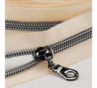 Sawoake # 5 cerniere a spirale in nylon metallico in ottone anticato, 10 m con 10 pezzi tira da The Yard Bulk Coil Zipper Roll per fai da te cucito borse artigianali