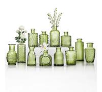 Sawoake Mini vasi per boccioli come centrotavola per matrimoni, vasi trasparenti per fiori, piccoli vasi da fiori adatti per feste di compleanno, anniversari, ricevimenti di nozze, baby shower (verde