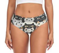 sawoinoa Gattino Gatto Nero Grigio Mutande Donna Vita Media Slip Donna Comode Elastico Sexy Intimo Bikini Mutandine