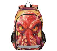 sawoinoa Polpo Animale Selvatico Rosso Zaino Scuola Ragazzo Ragazze Zaini PC Portatili Zainetti Zaino Casual Scuola Viaggio per Donna Uomo