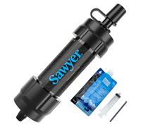 Sawyer Mini PointONE Filtro Acqua da Esterno per Emergenze, Rimuove il 100% di Microplastiche e il 99,99999% di Tutti i Batteri (Nero)